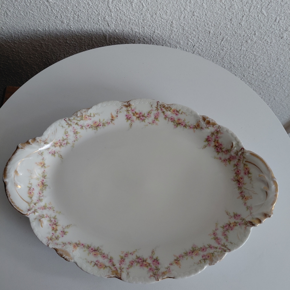 Limoge Teodor Haviland France Oval Serving  Porcelain  Floral Gold Trim Plate - Picture 3 of 16